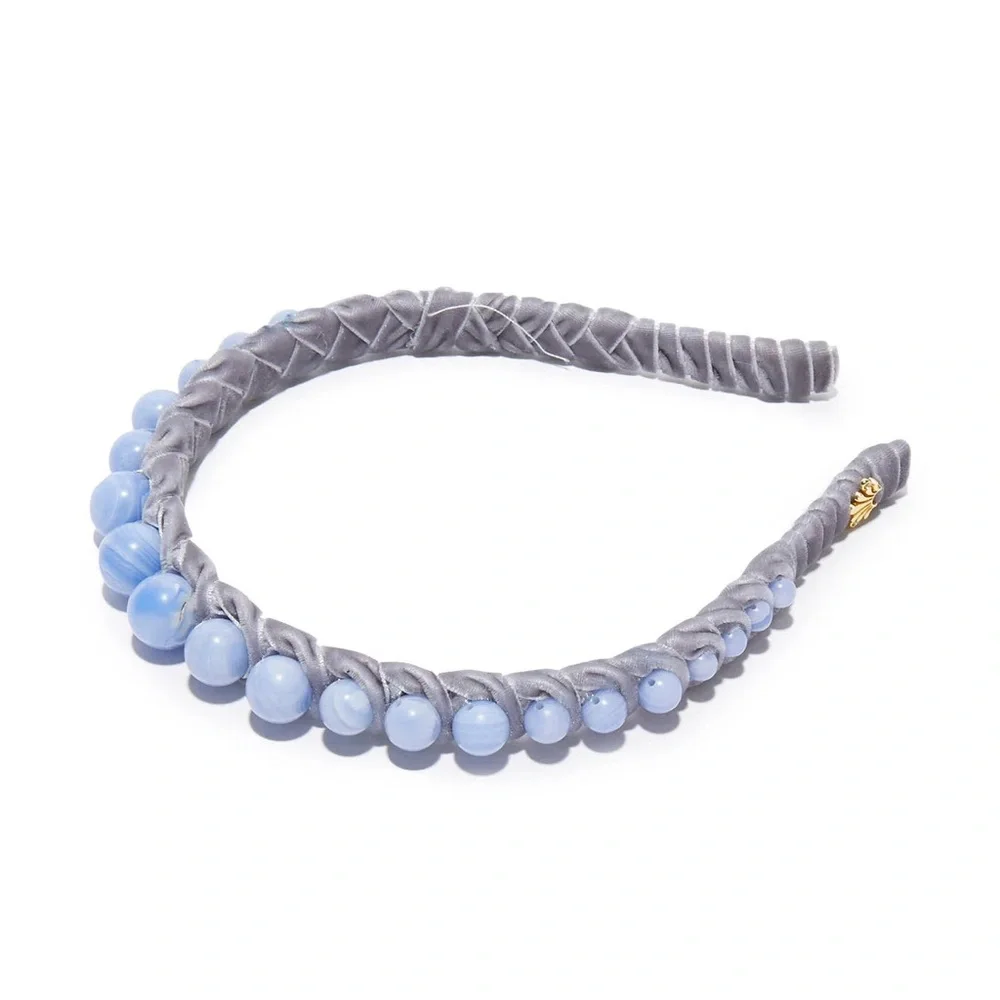 LELE SADOUGHI Graduated Stone Bead Headband - Blue Lace Agate (Price Firm)